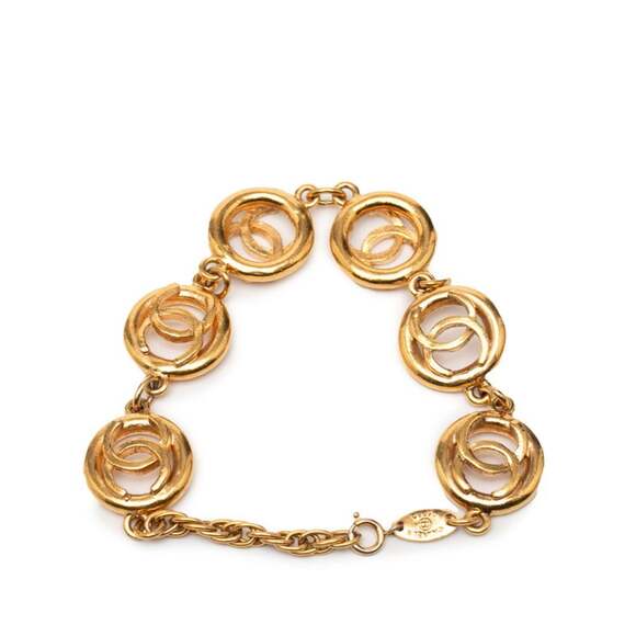 CHANEL Authentic Vintage Gold Logo Charm Bracelet - Picture 3 of 5
